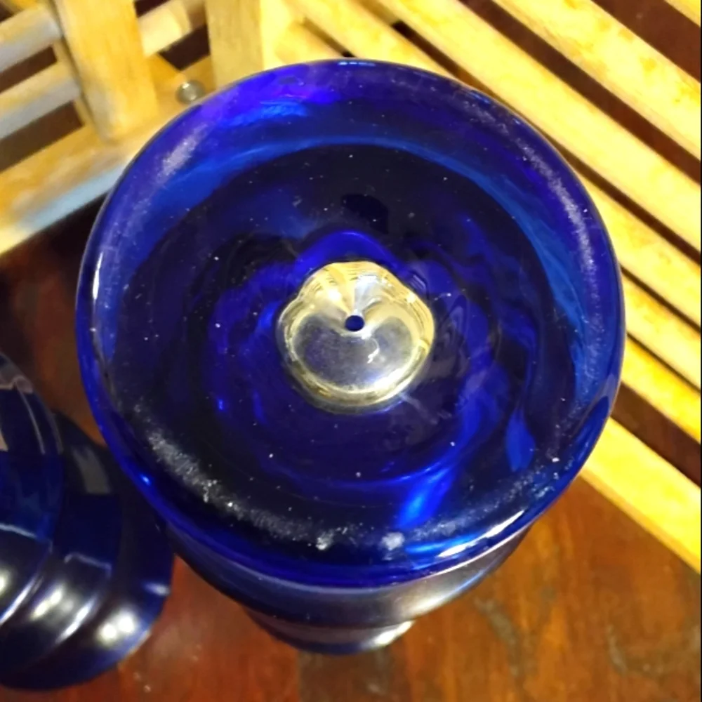 2 ASEDA Sweden Cobalt Blue Glass Vases Bamboo & Wave Bubble Bo Borgstrom MCM
